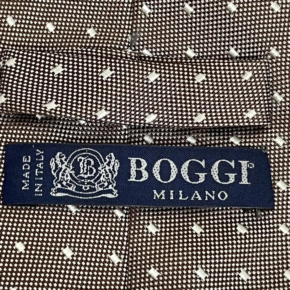 Boggi Milano‎ 100% Silk Taupe Beige Italy Necktie Tie Luxury Designer